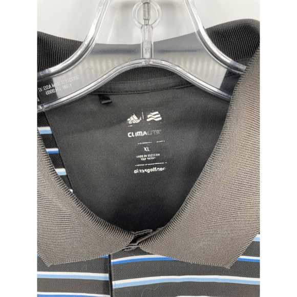 Adidas ClimaLite Mens XL Golf Polo Shirt TPC Sugarloaf Striped Brown Blue White - Picture 3 of 8